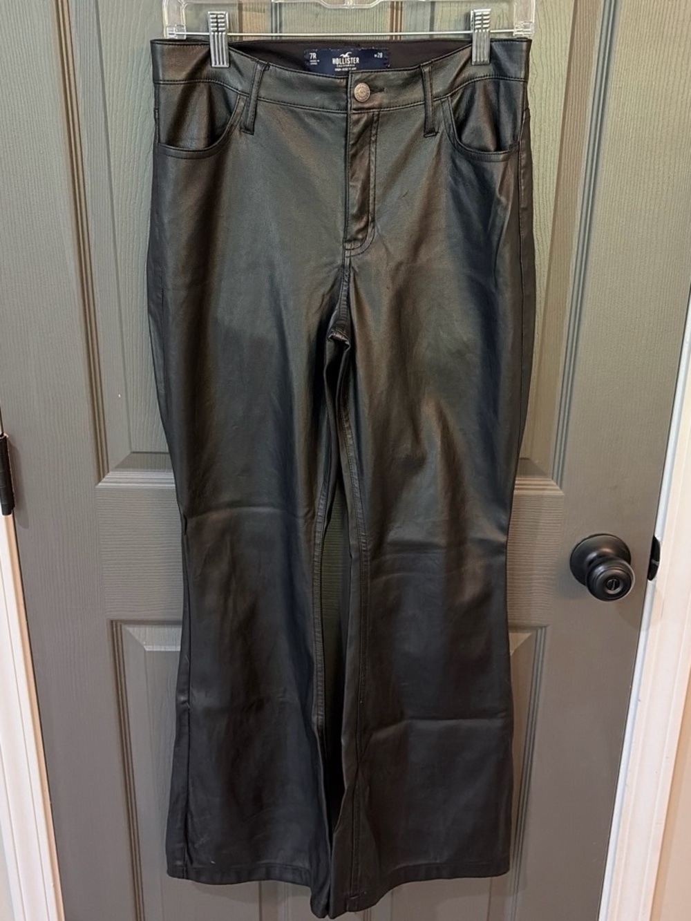 Hollister Black Faux Leather Flare Pants